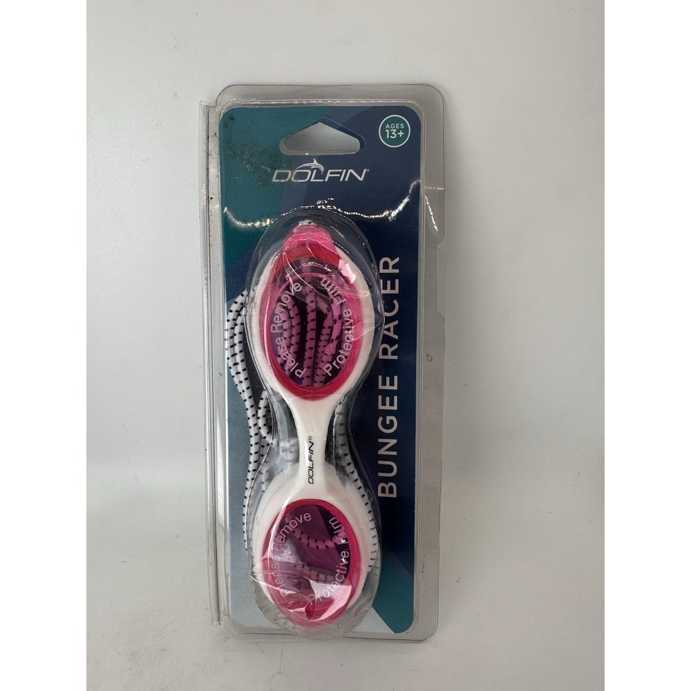 Dolfin Bungee Racer Swim Goggles Pink White One Size Ages 13+ New Sealed